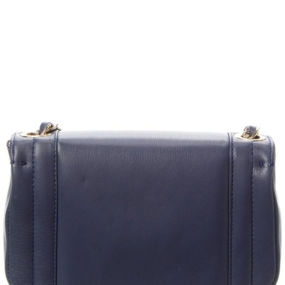 NWT - Valentino - Midnight Blue Leather Gold Chain Embossed Shoulder Bag - Picture 11 of 13